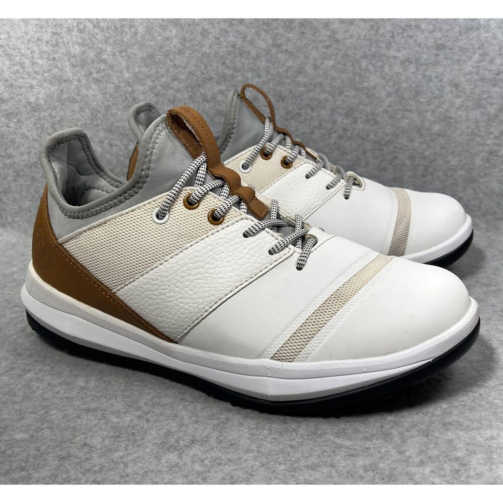 Athalonz EnVe Golf Shoes Mens‎ Size 8.5 White Tan Athletic Performance Spikeless